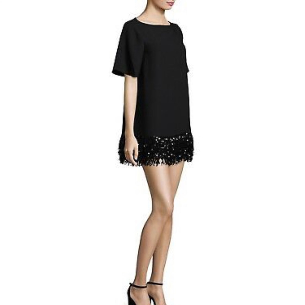 Kate Spade Black Sequin-Fringe Mini shift Dress, S - Picture 3 of 9